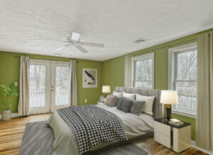 Image of the primary bedroom in a ranch style home in Canton, MA.