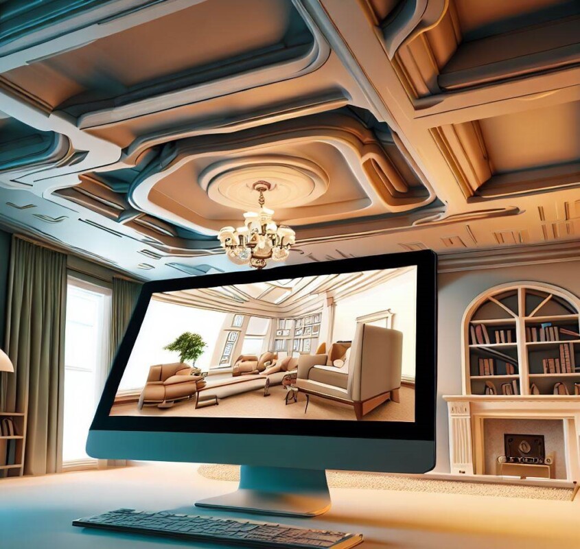 digital image of a virtually staged living room created by ai depicting how to sell more homes with virtual staging