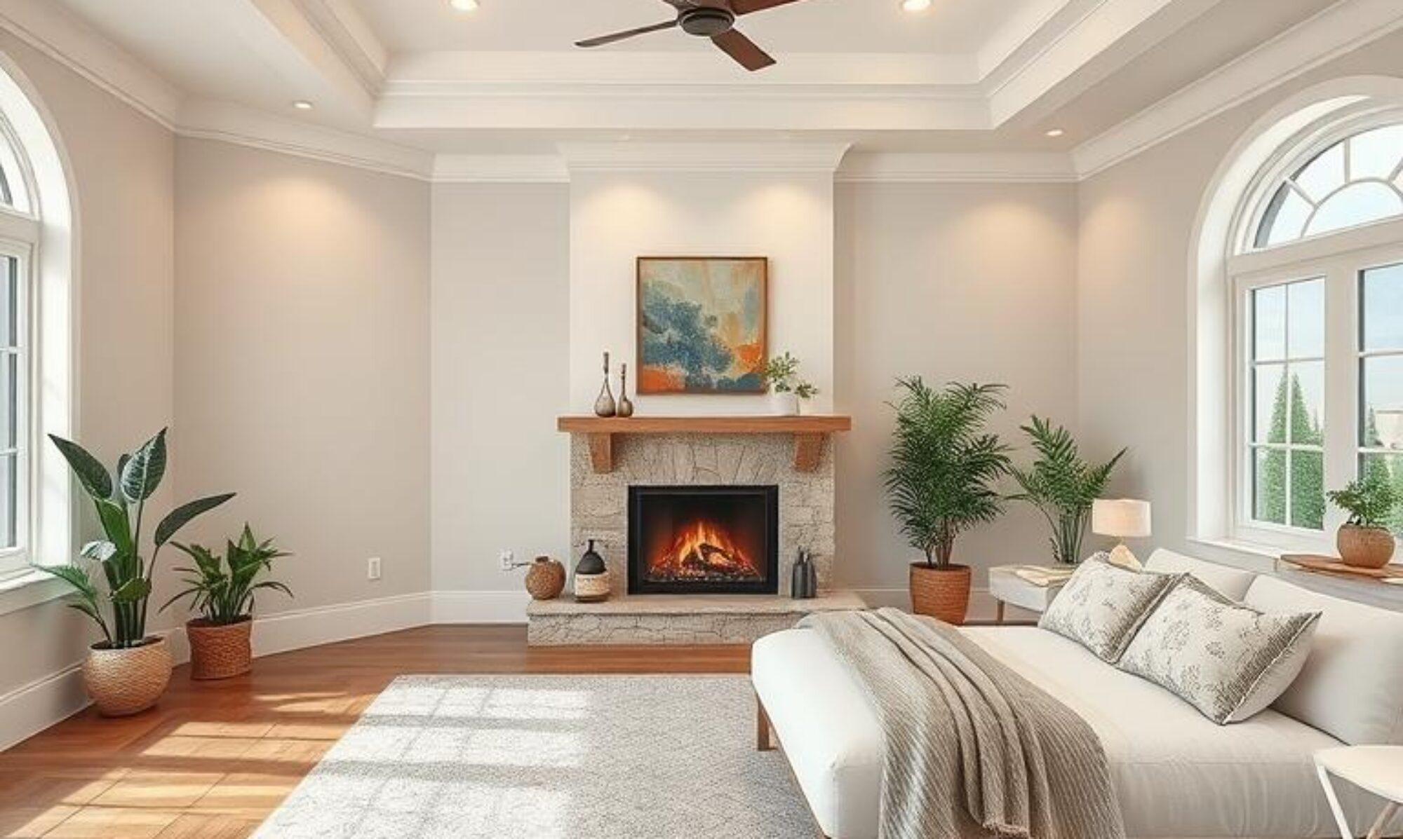 Staged primary bedroom