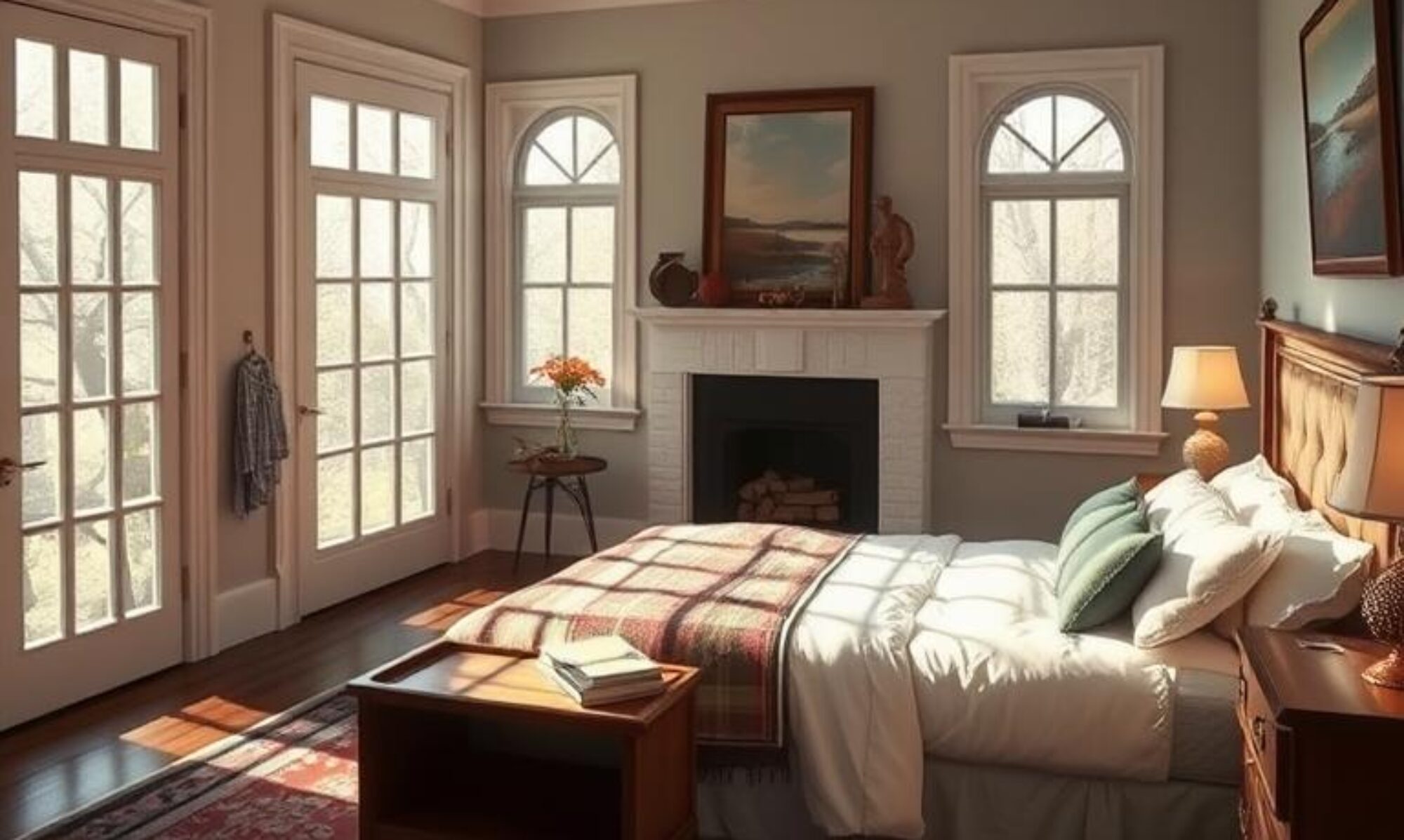 Staged guest bedroom