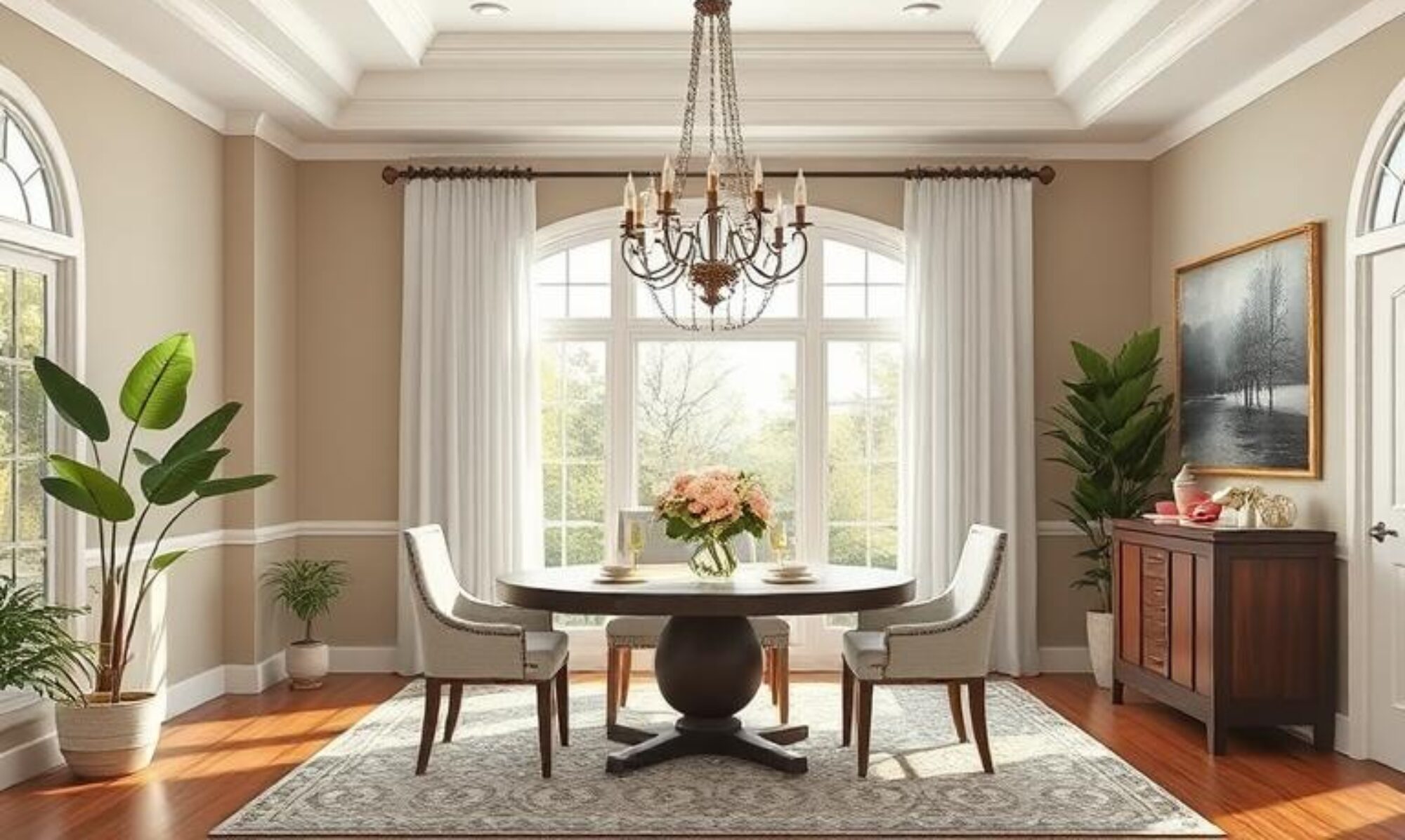 Staged dining room